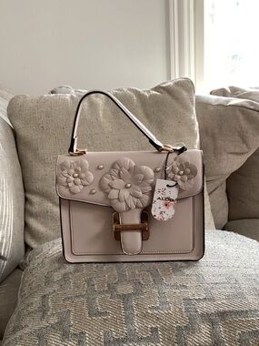 ALDO Blush Floral Applique Top-Handle Satchel NWT